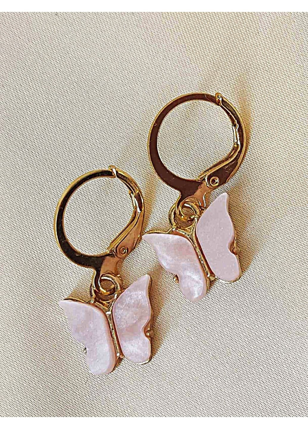 Сережки біжутерія на кожен день Білі метелики No Brand (352192062)