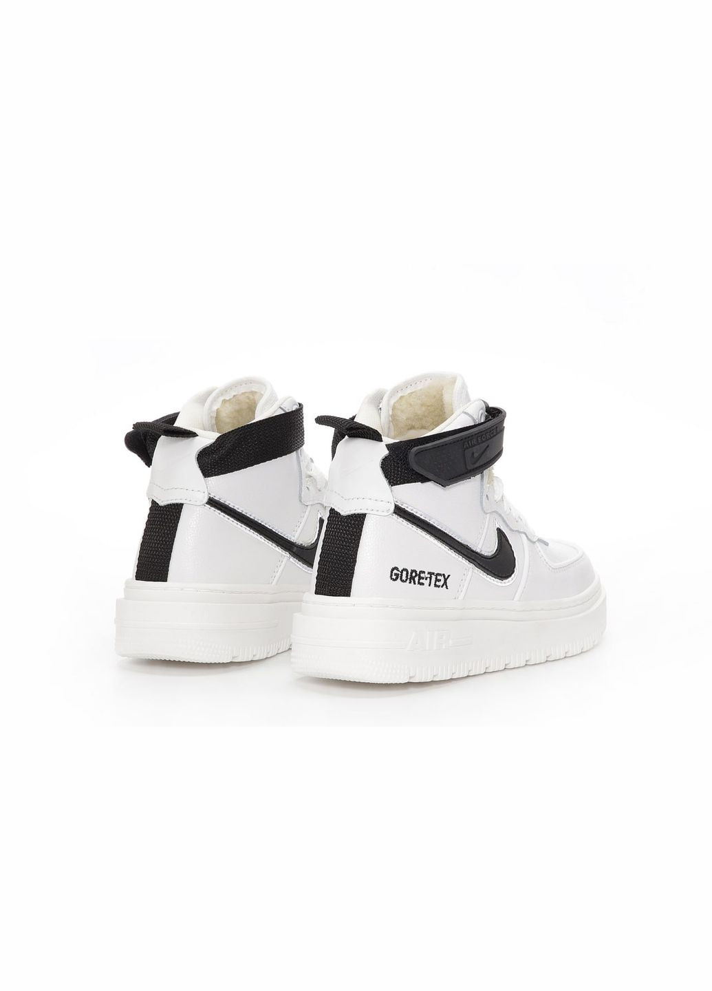 Кроссовки зимние женские и мужские Nike Air Force 1 winter white black fur Gore-Tex | Найк Аир Форс 1 белые черные с мехом No Brand белые зима (309006076)