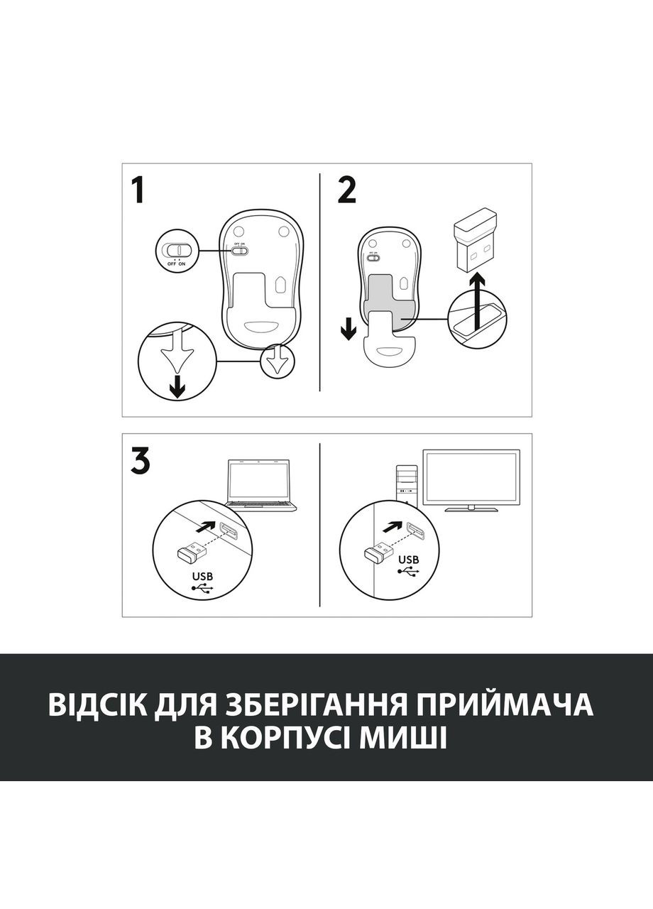 Миша бездротова M185 Grey (910-002238) Logitech (332957276)