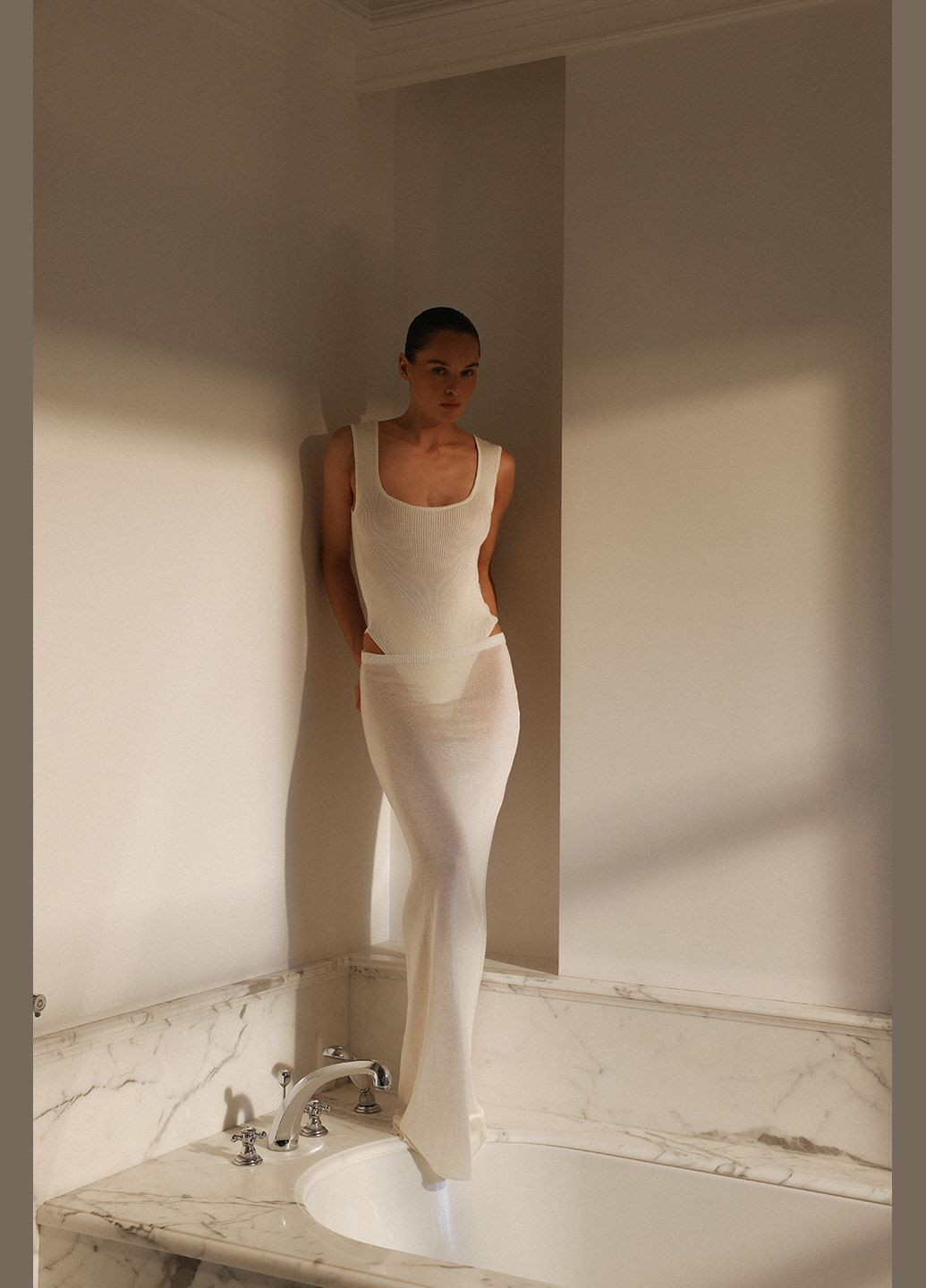 Молочная юбка макси розовый 2100 Papaya