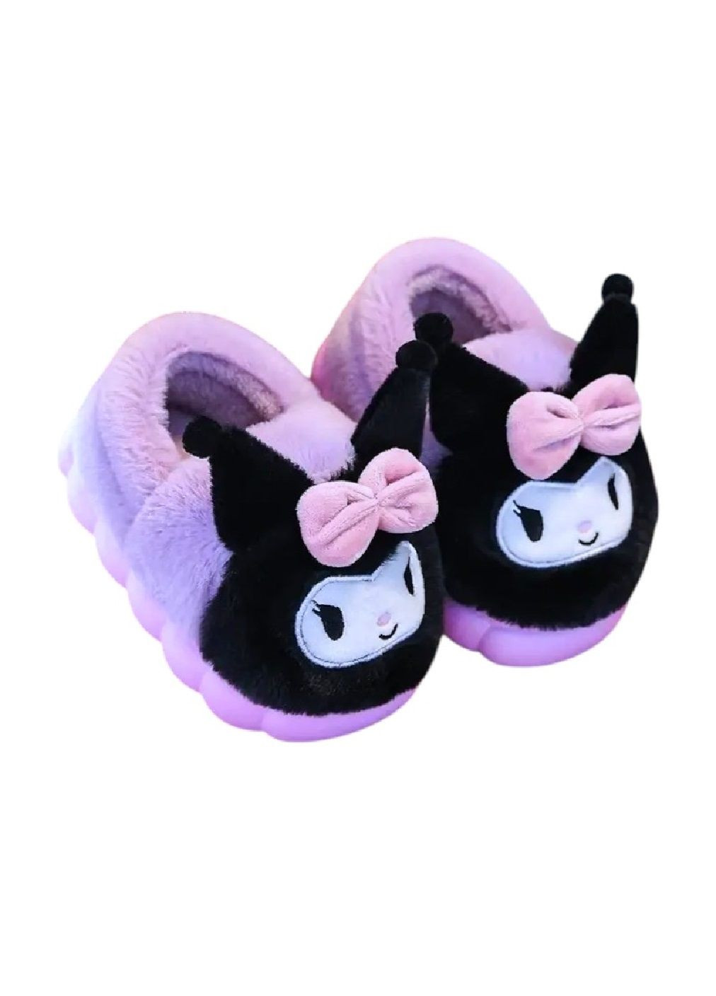 Дитячі плюшеві кімнатні домашні закриті капці з персонажем для дітей дівчаток (481315-Prob) Куромі фіолетові розмір 32-33 Unbranded (360818186)