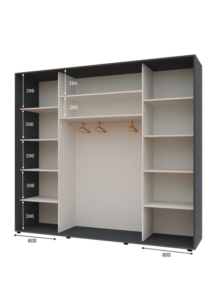 Шкаф-купе трехдверный Комфорт Мебель 240*60*210 см Графит 3 двери ДСП Макси Комфорт Меблі (360436876)