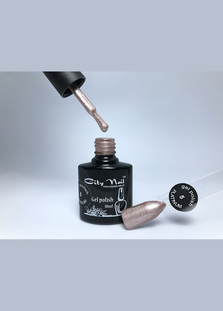 Гель лак серия PLATINUM №5 серебристо 10мл арт.ГлPl5-10 City Nail (342375980)