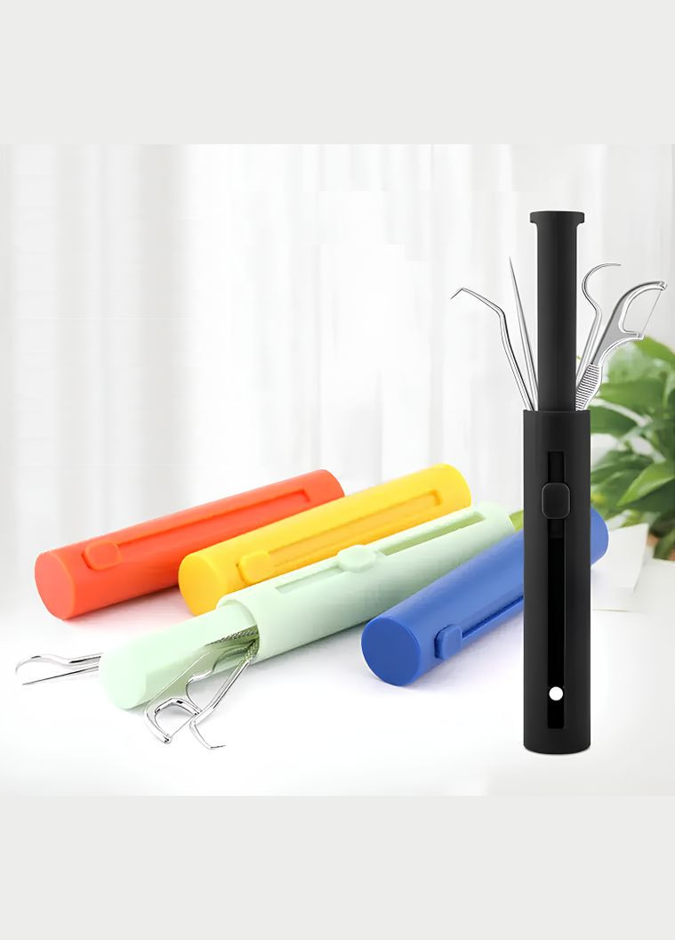 Набір зубочисток із нержавіючої сталі в складному кейсі (4 предмети) No Brand (318359310)