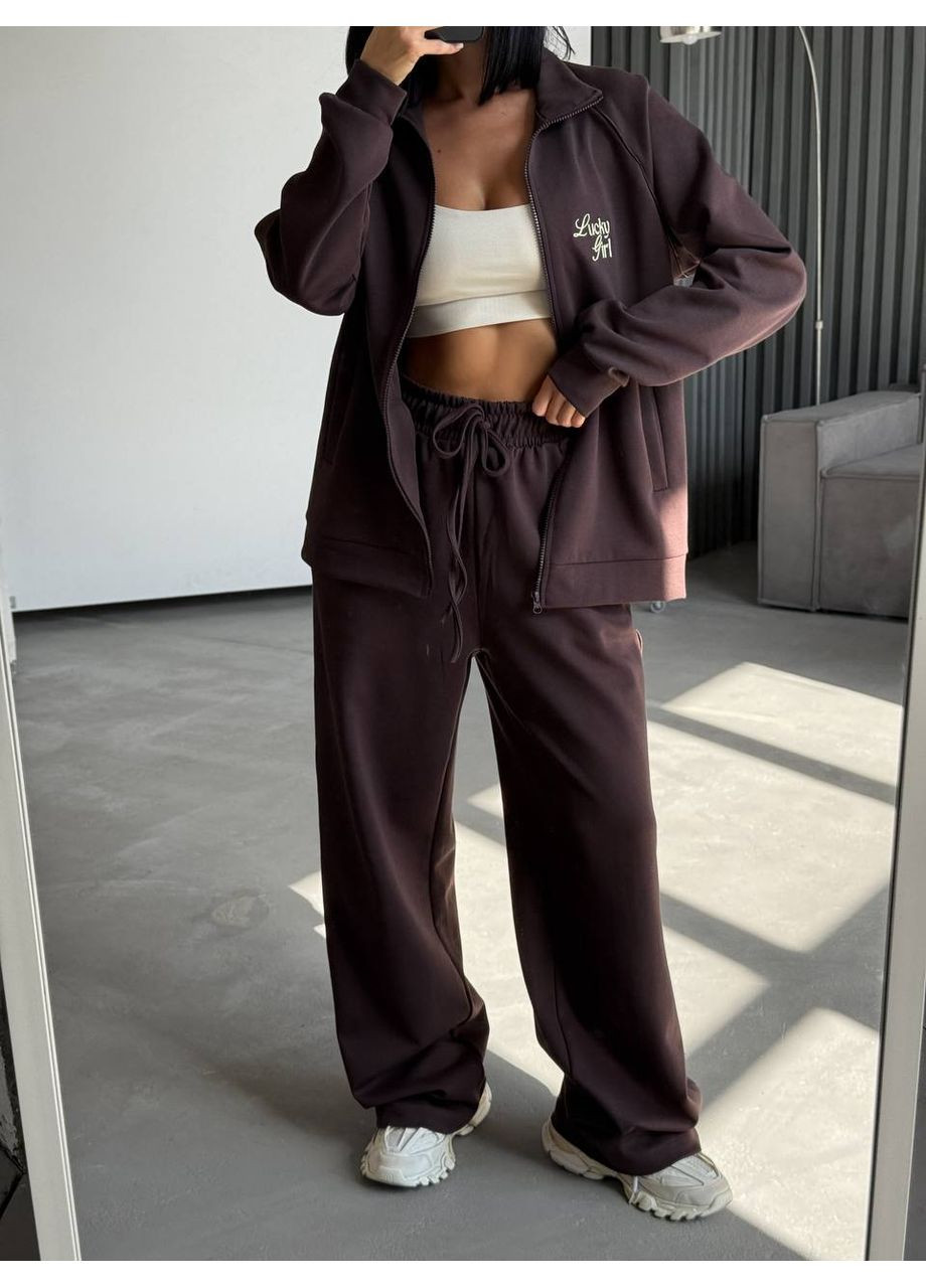 Женский костюм с вышивкой Lacky Girl из премиальной ткани, модель 075 DK/DL Мода без кордонів (355076556)