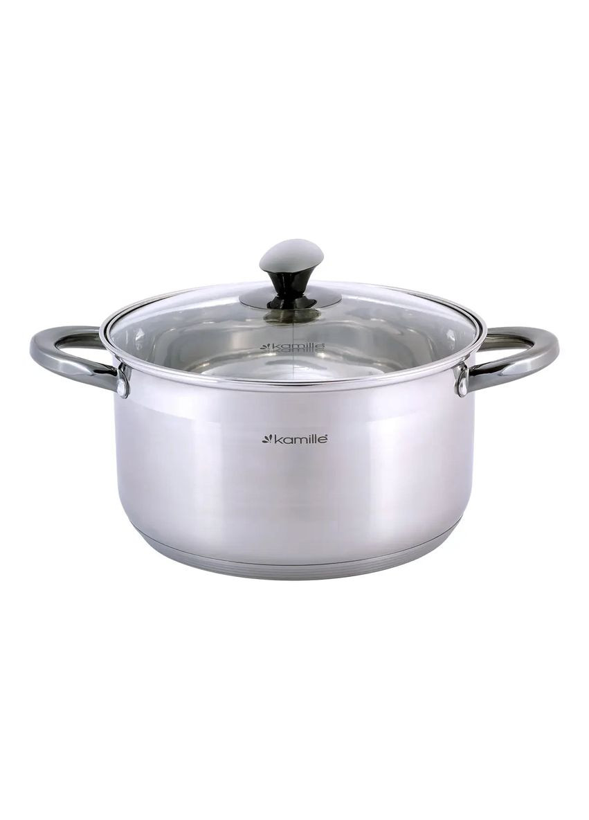 Кастрюля с крышкой из нержавеющей стали 5 л с полыми ручками KM-4924 Kamille (350940922)