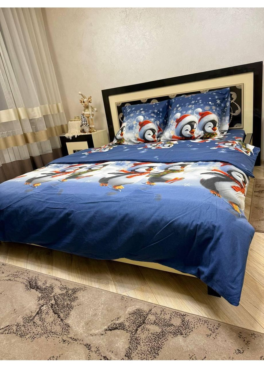 Постільна білизна полуторний Пакистанська байка 150 х 220 см 4697 Синя 70 х 70 см No Brand (361146406)