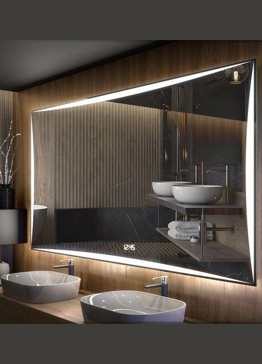 Дзеркало Alpina з LED-підсвічуванням (70 х 90) та годинником ХАСТ (302810683)