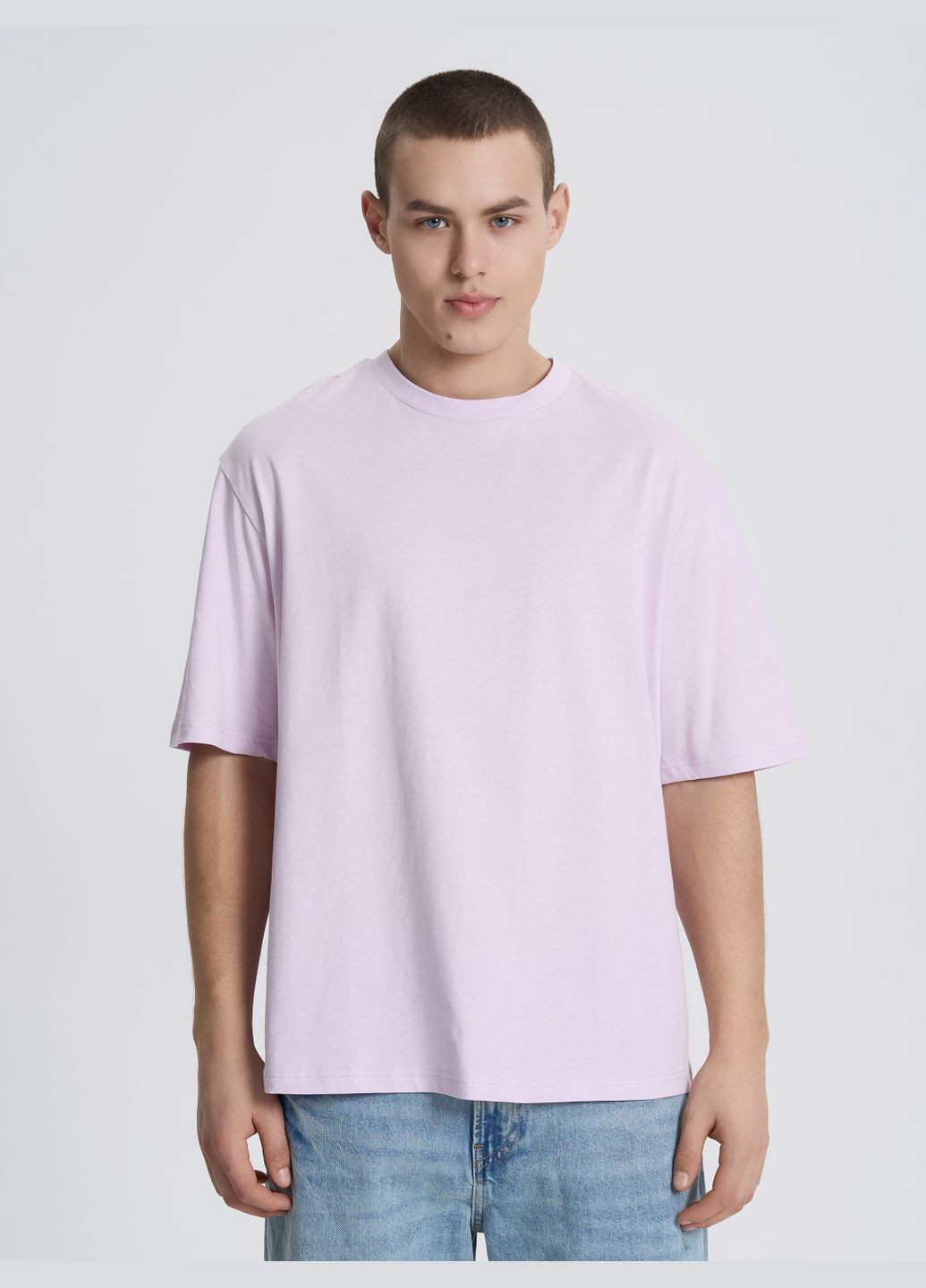 Лавандовая футболка мужская светло-бежевого цвета с коротким рукавом Роза