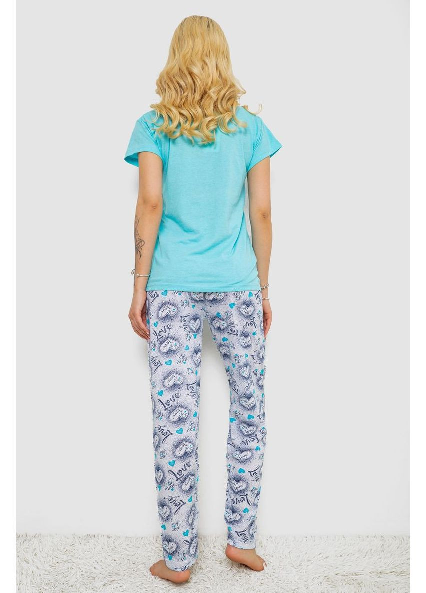 Бирюзовая всесезон пижама женская с принтом,, 243r2499 Ager