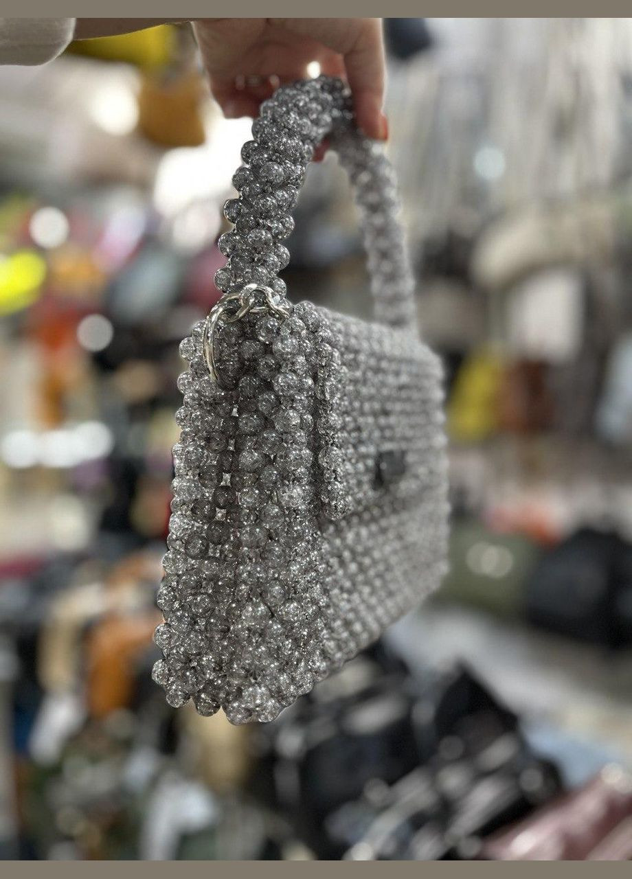 Сумка женская серая из бусин ручная работа 044 Linel (337342857)