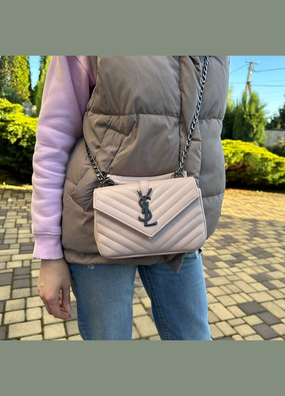 Маленька жіноча сумочка клатч на плече з екошкіри з магнітною застібкою пудра (sku_1227) No Brand (330576897)