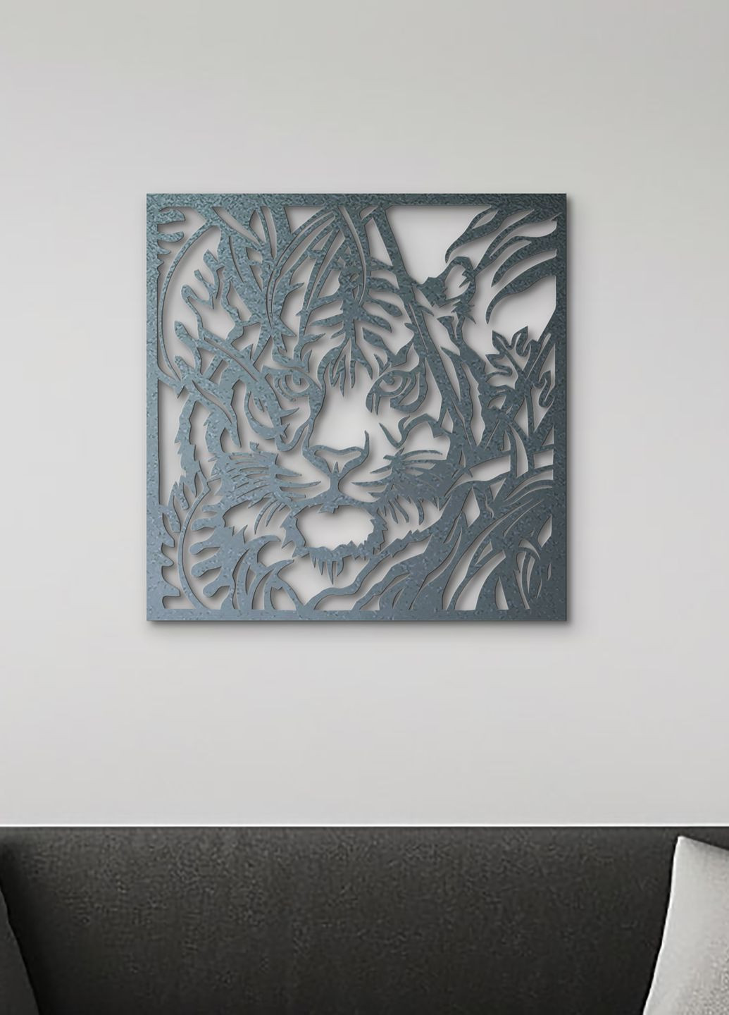 Інтер'єрна картина на стіну, декор в кімнату "Полювання тигра", стиль мініімалізм 60х65 см Woodyard (292113857)