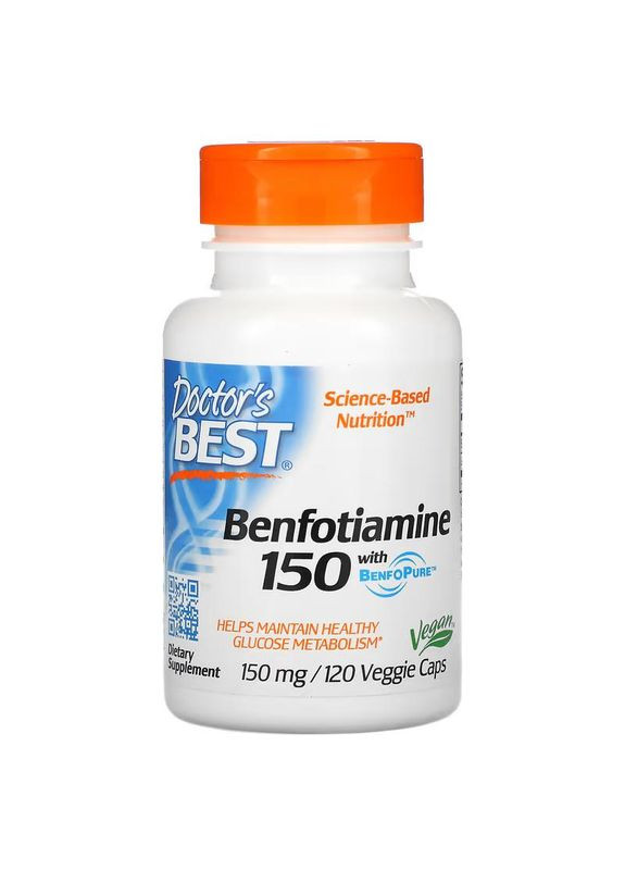 Бенфотиамин 150, с BenfoPure, Benfotiamine 150 with BenfoPure,, 150 мг, 120 вегетарианских капсул 2532 Doctor's Best (364194927)