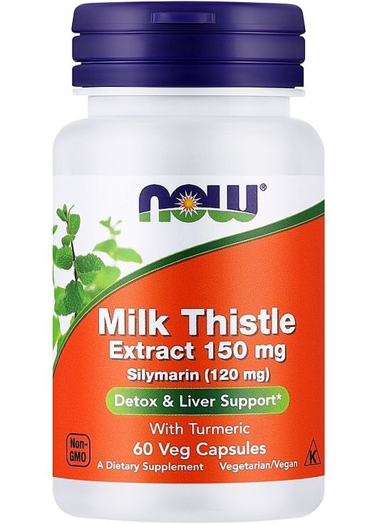 Экстракт силимарина расторопши с куркумой Silymarin Milk Thistle Extract With Turmeric 60шт (880450-16956661) Now Foods (368614062)