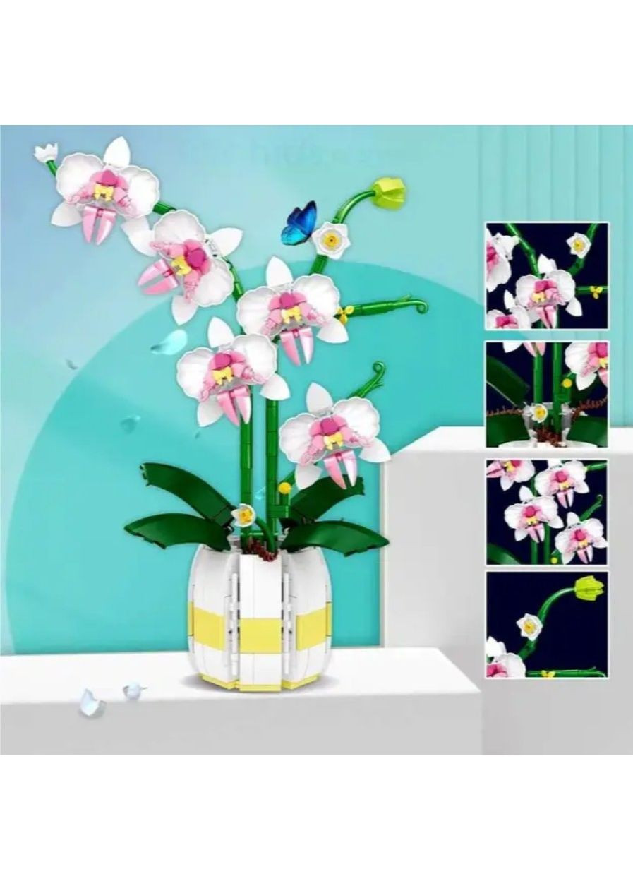 3D конструктор «Ваза з орхідеями» для дітей і дорослих, 616 деталей, пластиковий/металевий, розвиваючий, реалістичний No Brand (364191393)