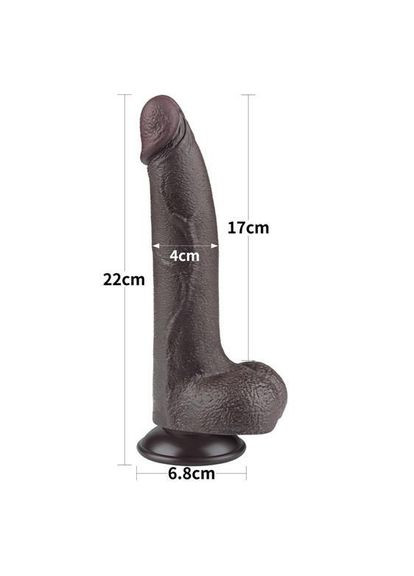 Фаллоимитатор - Sliding-Skin Dual Layer Dong 8.5" Black Lovetoy (322183700)
