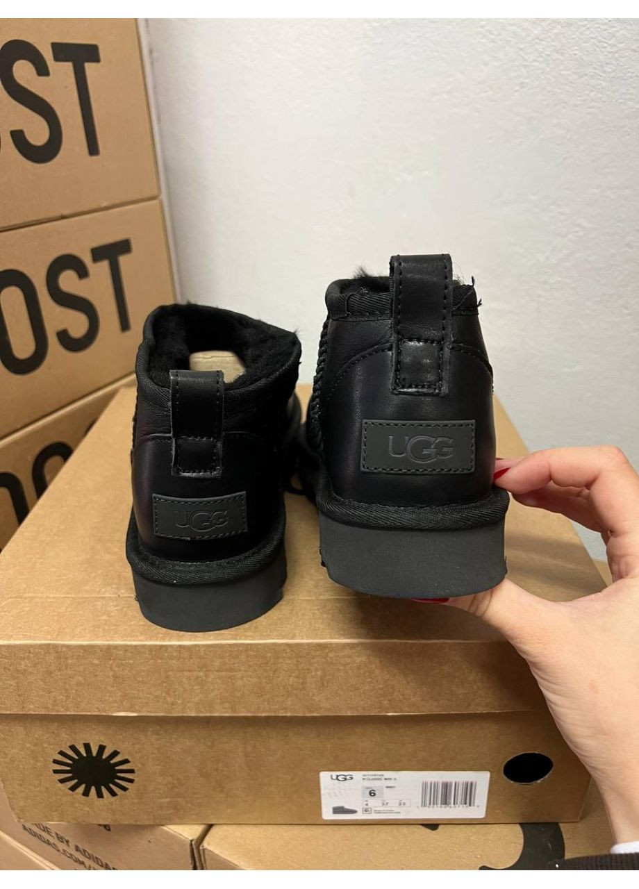 Уггі Жіночі UGG Ultra Mini Black (Шкіра) (366320759)