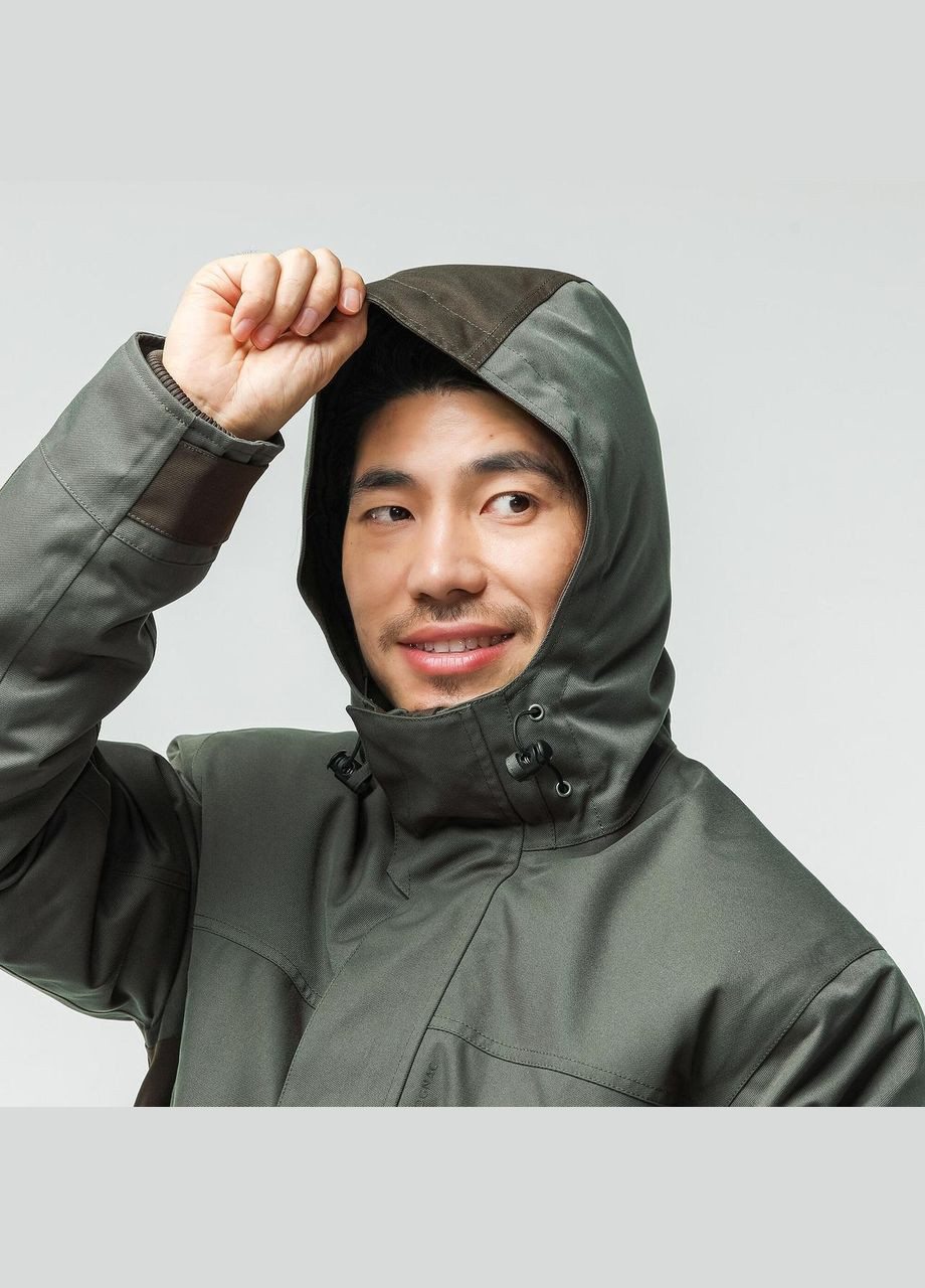 Зелена демісезонна куртка 500 для полювання водонепроникна тепла зелена Solognac