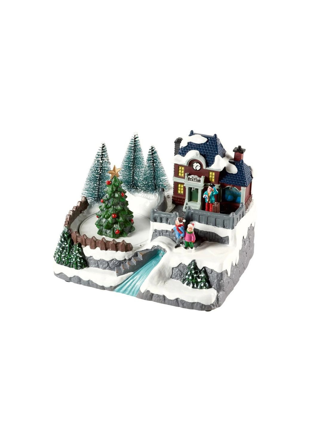 Музыкальная новогодняя композиция Рождественская деревня с LED-подсветкой и подвижной елкой Livarno home (369653664)