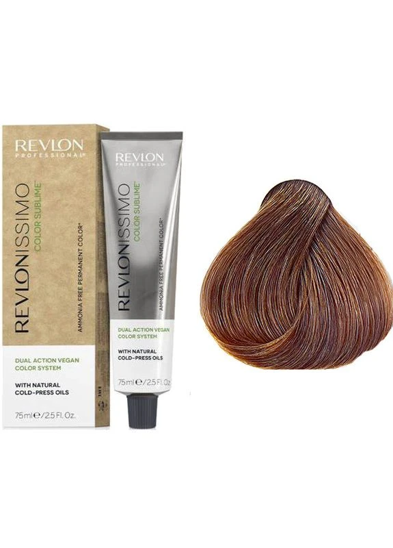 Безаміачна фарба для волосся 6.34 Темний золотистий мідний блонд Revlonissimo Color Sublime Revlon, 75 мл Revlon Professional (396334654)
