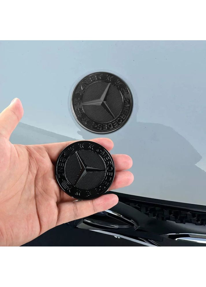 Эмблема капота черная матовая d=57мм (пружинное крепление) OEM 2048170616 Mercedes-Benz (369611875)