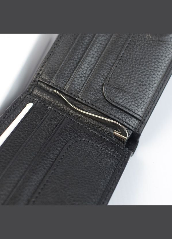 Міні гаманець чоловічий шкіряний горизонтальний маленький чорний портмоне затискач для купюр на магн No Brand (316715418)