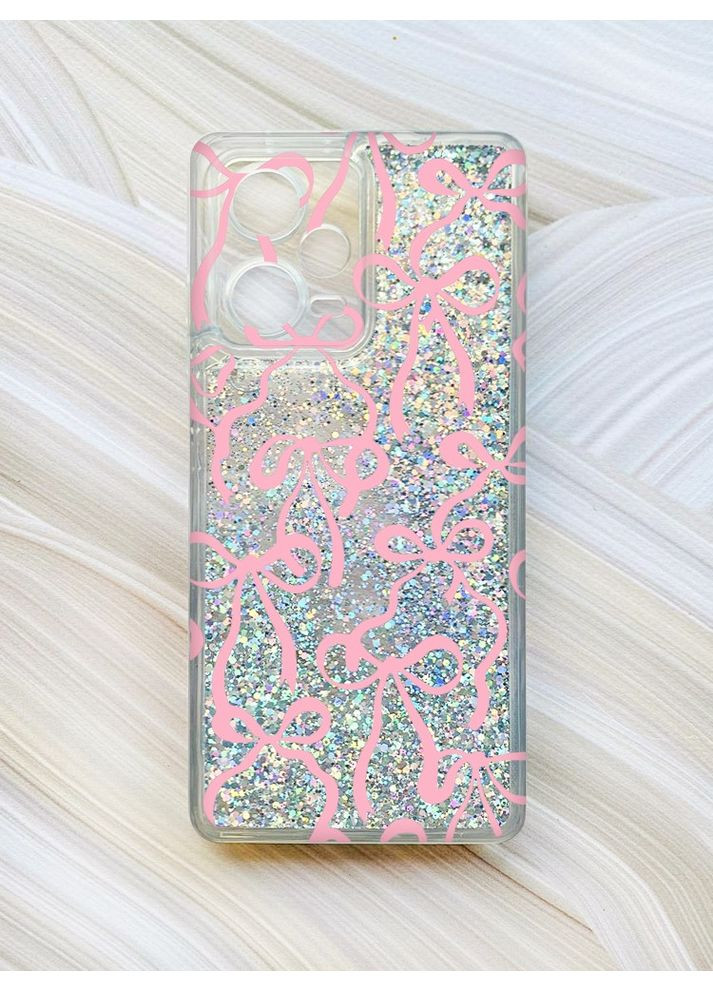 Чехол с плавающими серебряными блестками на Xiaomi Redmi Note 12 Pro Plus Бантики (принт 406) Creative (355391148)