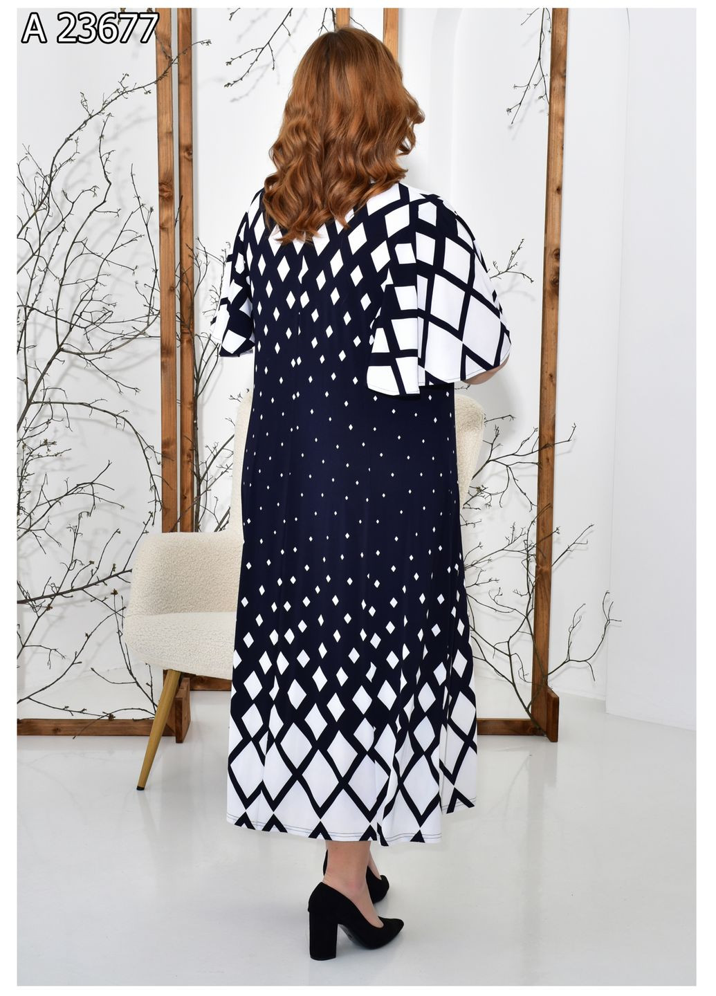 Синя повсякденний довга літня сукня вільного крою великого розміру SK