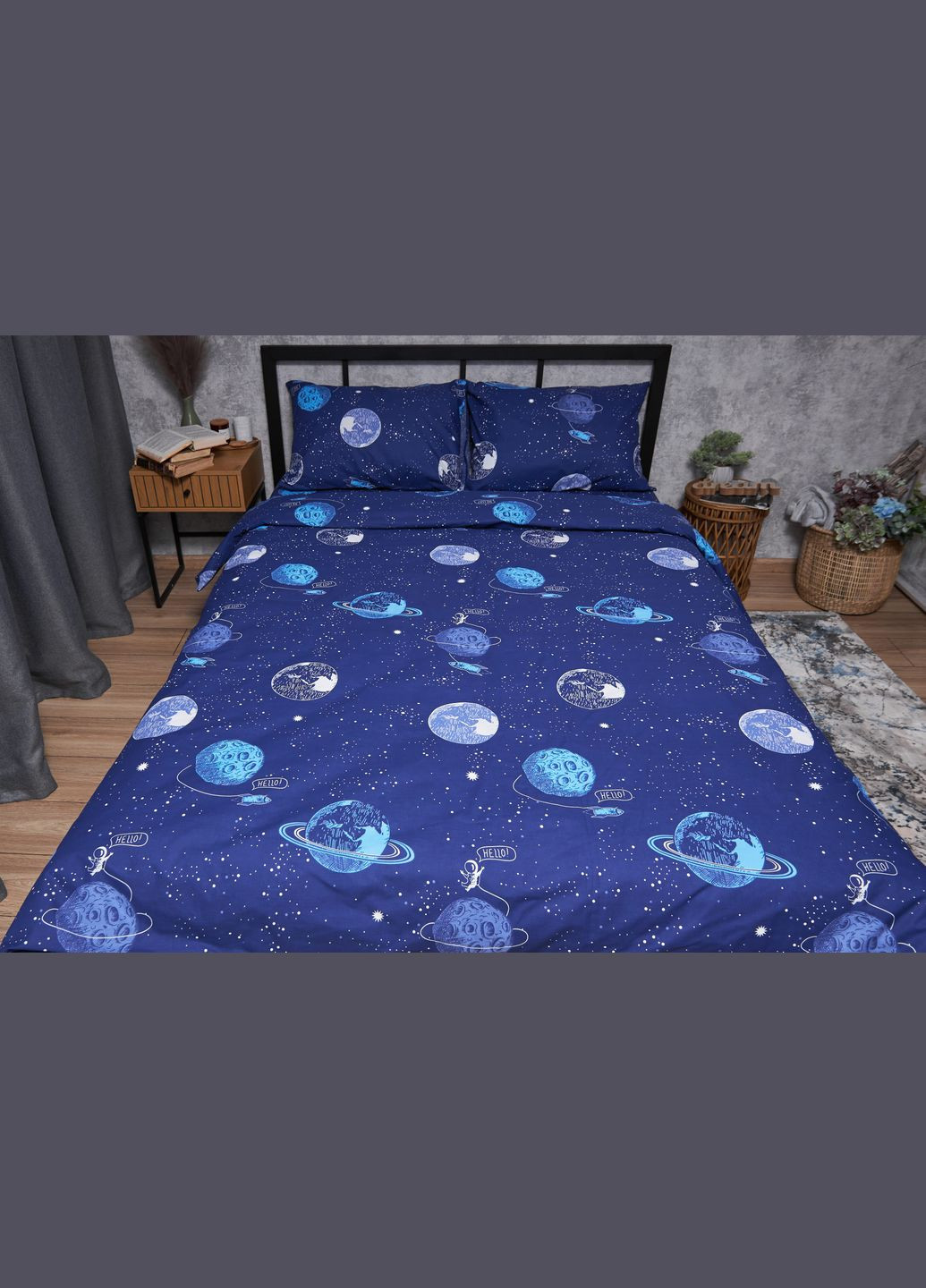 Комплект постільної білизни Бязь Gold Люкс «» Сімейні 143х210х2 наволочки 2х70х70 (MS-820004822) Moon&Star Planets (293148233)
