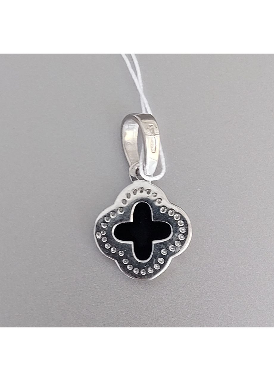 Кулон «Конюшина» зі срібла з оніксом і фіанітами No Brand (355921932)