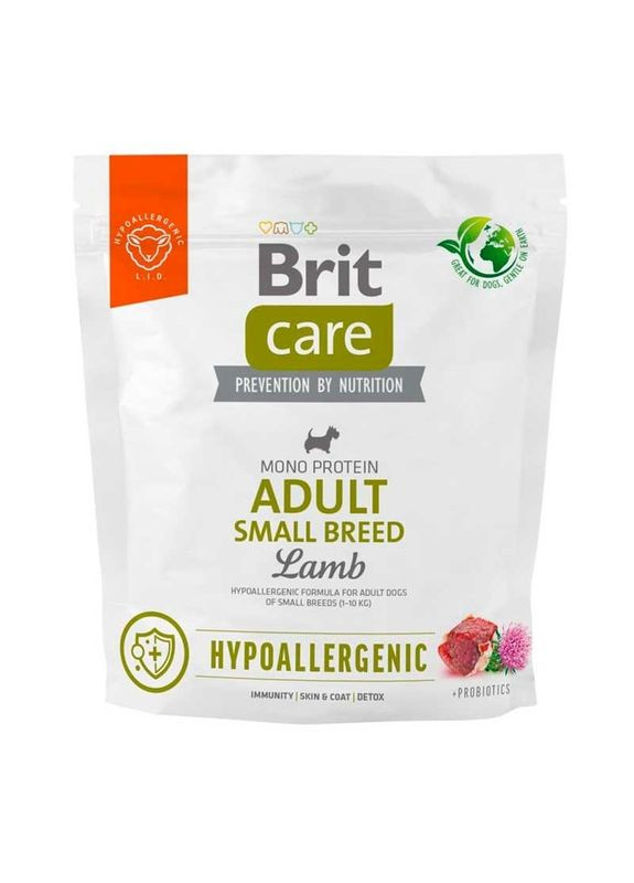 Dog Hypoallergenic Adult Small Breed Lamb - Сухой монопротеиновый корм с ягнёнком для собак малых пород 1 кг (8595602566136) Brit Care (327366179)