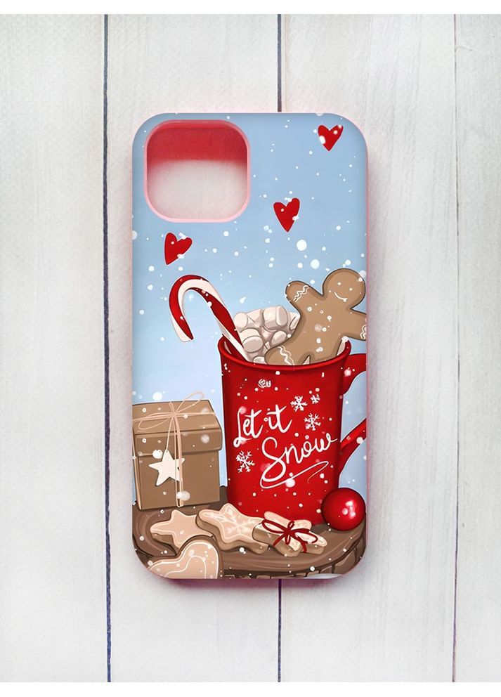 Матовий чохол на iPhone 15 Рожевий Какао з пряниками (новорічний принт 191) Creative (362963702)