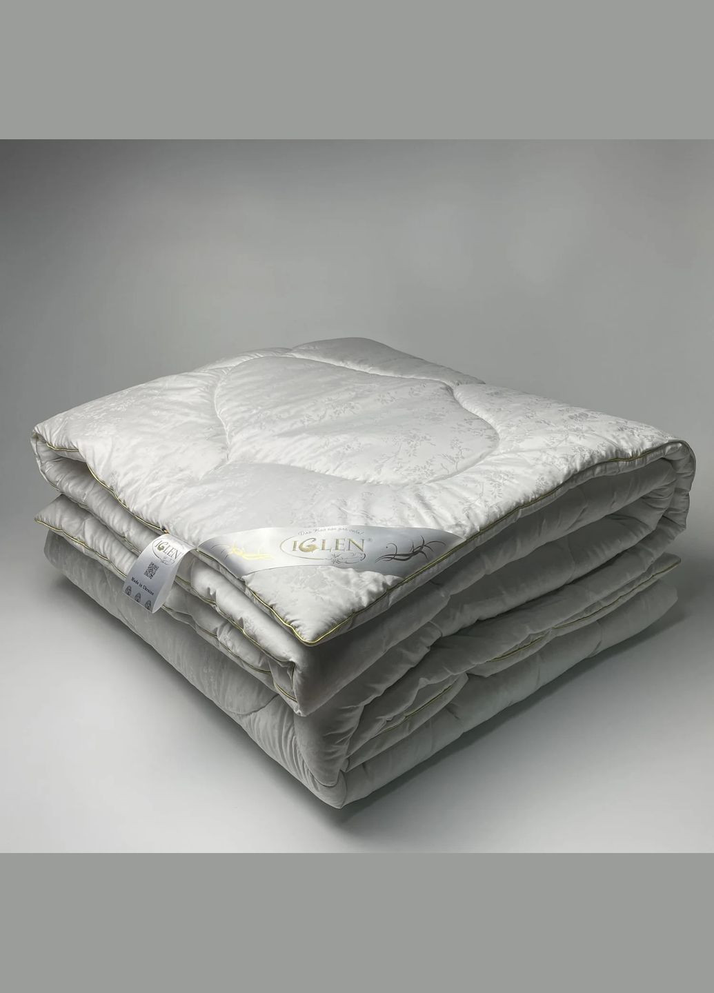 Одеяло из овечьей шерсти демисезонное двуспальное 172х205 в жаккардовом дамаске (17220551) Iglen (282313278)