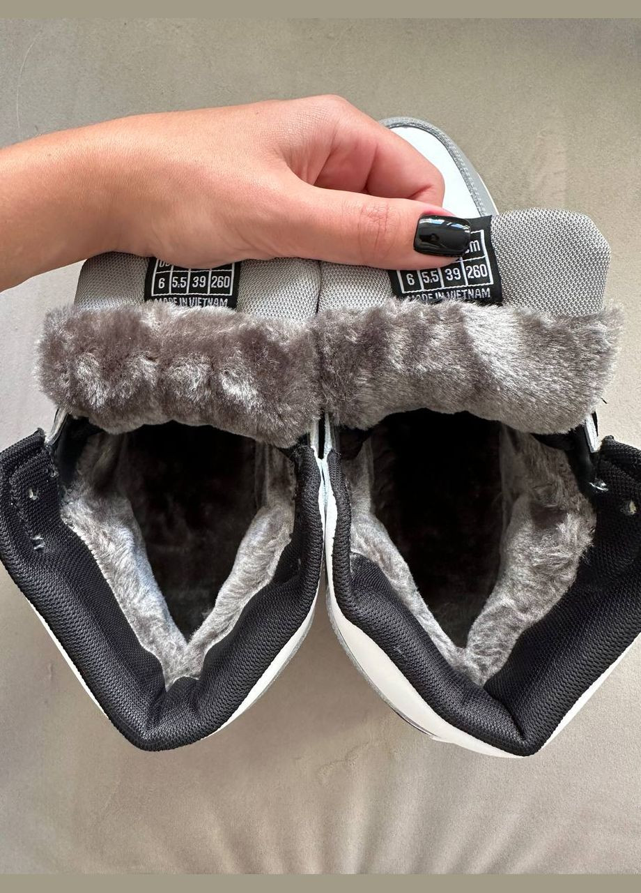 Кросівки зимові жіночі і чоловічі Nike Air Jordan 1 winter gray white fur | Найк Аір Джордан 1 сірі білі з хутром No Brand сірі зими (308072595)