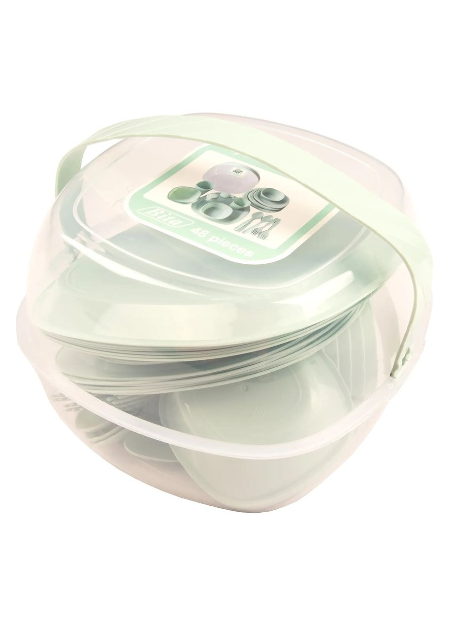 Набор пластиковой посуды для пикника 48 предметов, мятный Supretto (373394467)