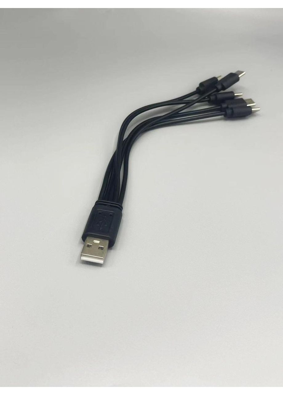 Кабель сплиттер USB-5 Type-C для зарядки и питания 2A 20см Черный (код: A5C-02mB) Digital (361049425)