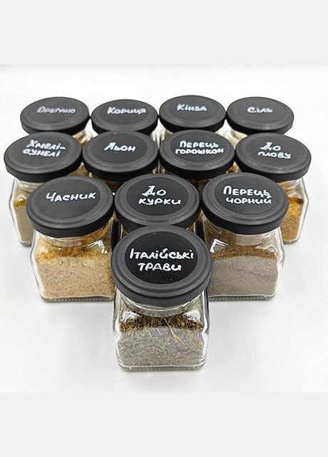 Набор баночек для специй с наклейками, стекло, 12 шт. No Brand (298794609)