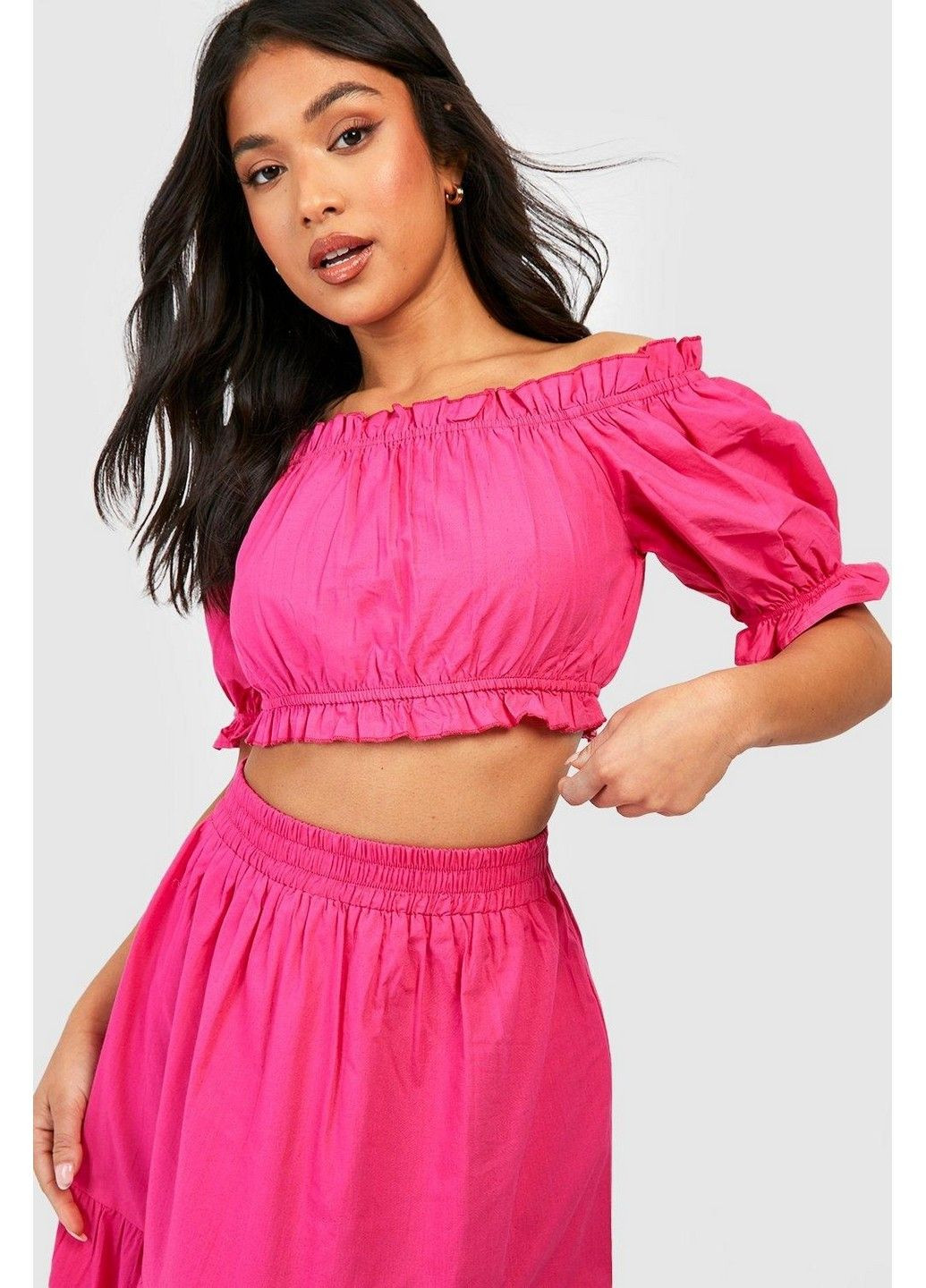 Темно-рожевий літній комплект (спідниця,топ) Boohoo