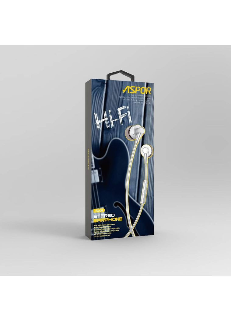 Наушники с микрофоном A205- серебро Aspor (367602753)