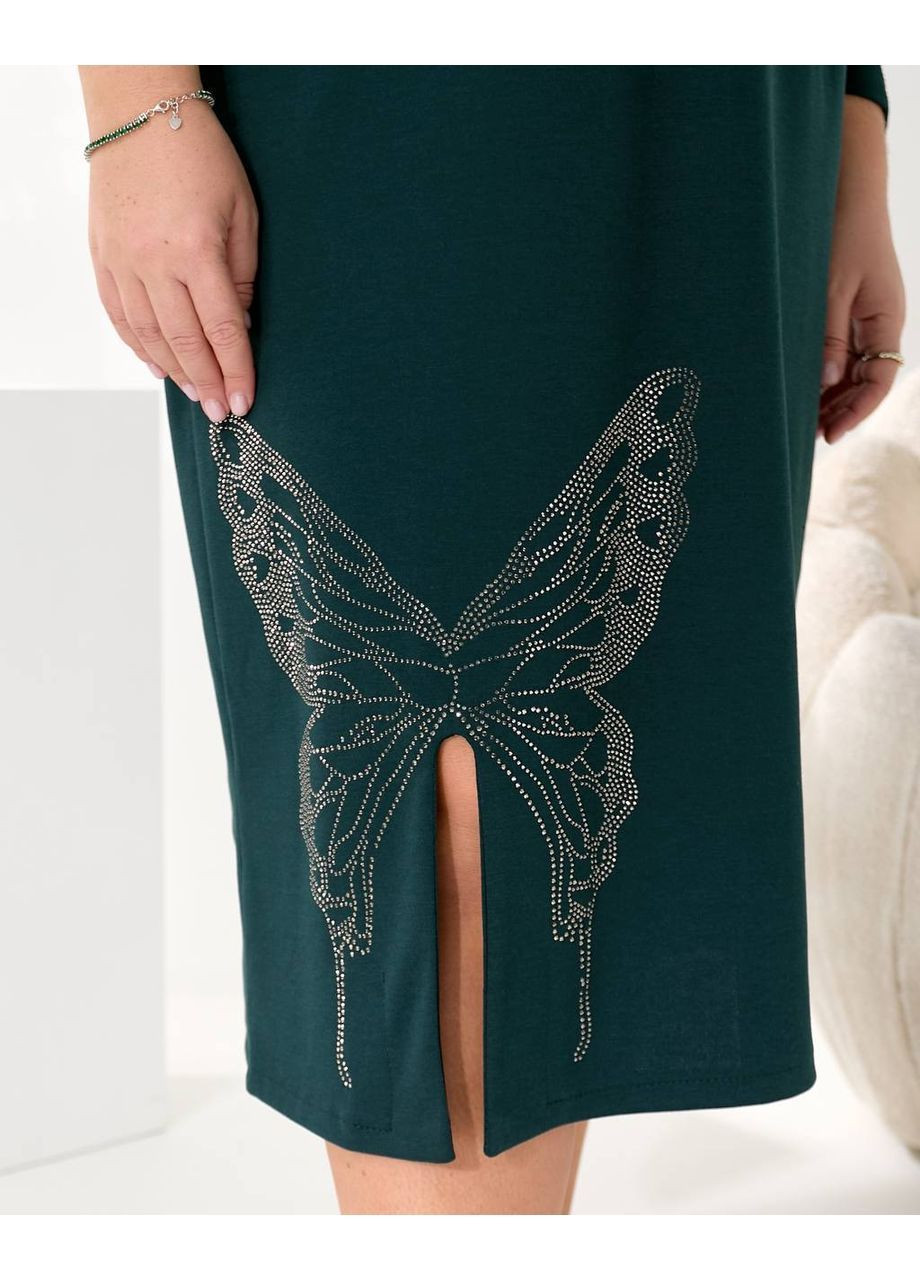 Изумрудное праздничный, повседневный, деловое, кэжуал женское платье елегантное силуэтная Style Point бабочки