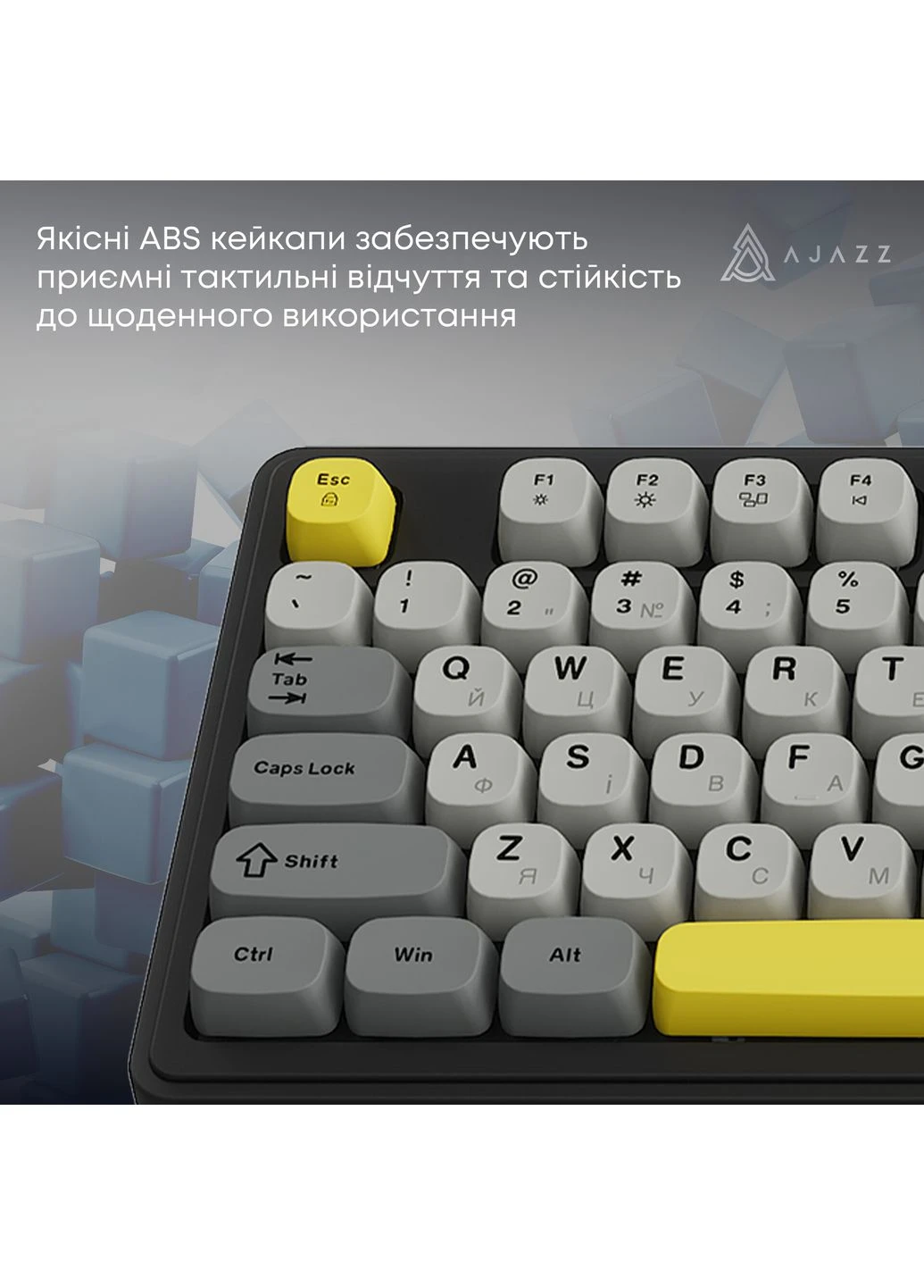 Клавіатура бездротова AF98 Plus Black Gray Yellow (AF98-PLUS-BGY) Ajazz (377886768)