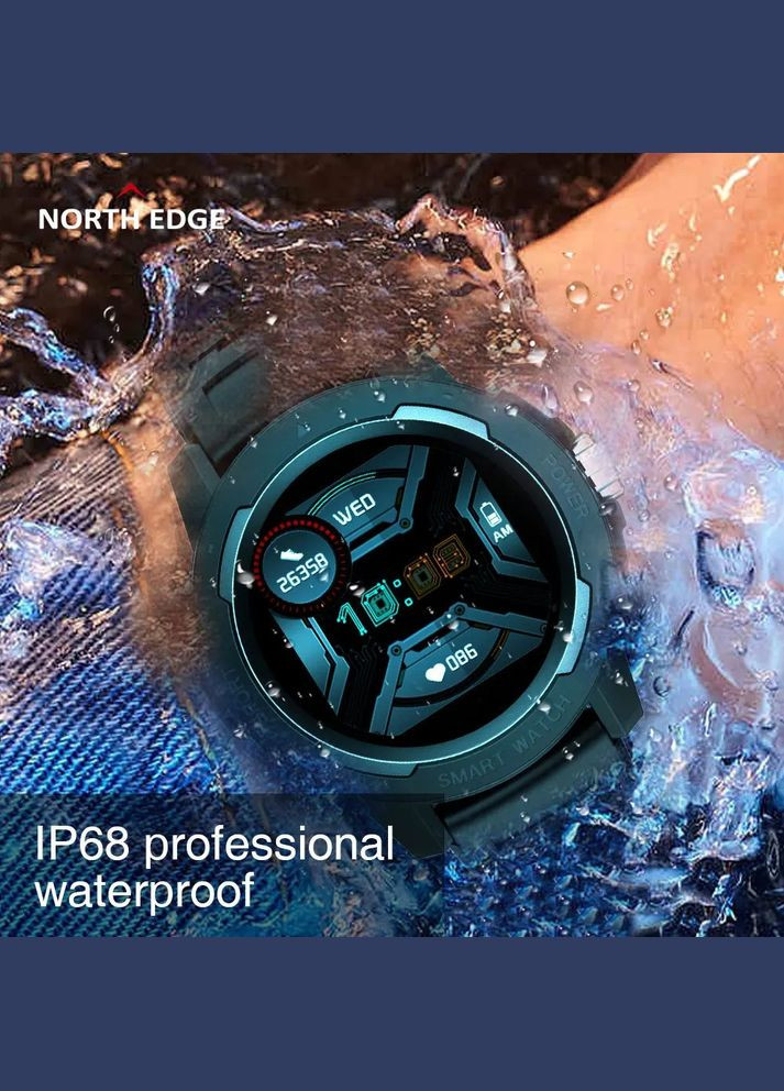 Годинник чоловічий водонепроникний Mars 2 Синій North Edge (335834862)