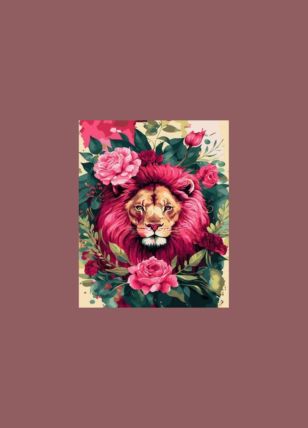 Картини за номерами тварини 40х50 Картини по цифрах на полотні Лев у квітах Картини за номерами GX45740 Rainbow Art (308988517)