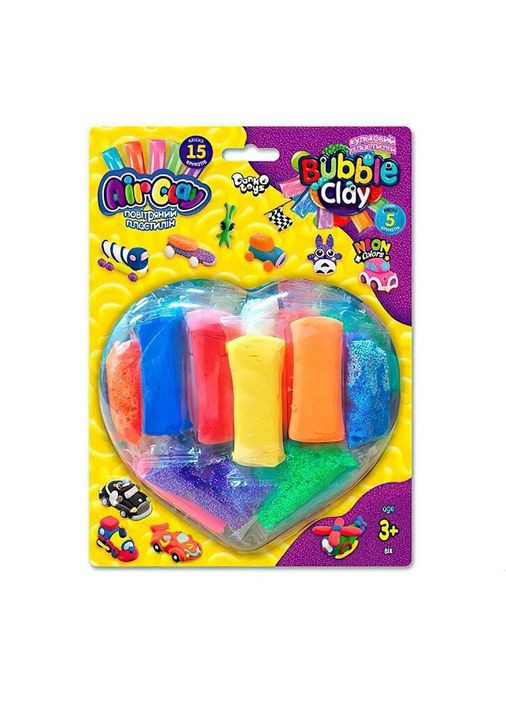 Креативное творчество из пластилина "Air Clay+Bubble Clay" ARBB-03-02 блистер 15 брикетов Danko Toys (334149171)