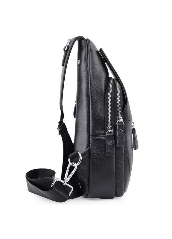 Чоловіча сумка-слінг через плече з натуральної шкіри Qvant 6809 - Чорна Tiding Слінг (366889750)