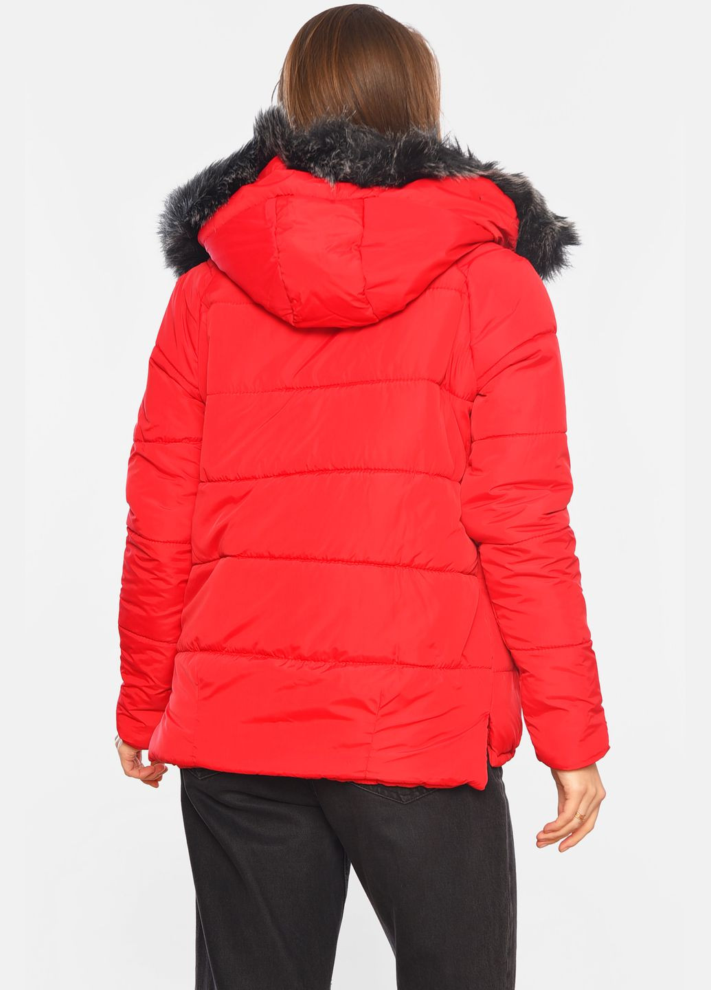 Червона демісезонна куртка жіноча демісезонна червоного кольору куртка-пальто Let's Shop