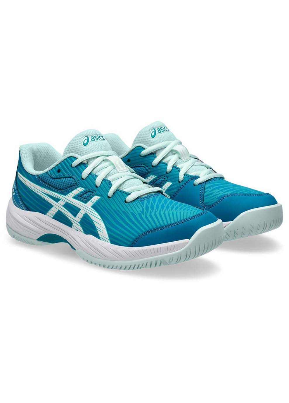 Бірюзові осінні дитячі тенісни кросівки gel-game 9 бірюзовий Asics