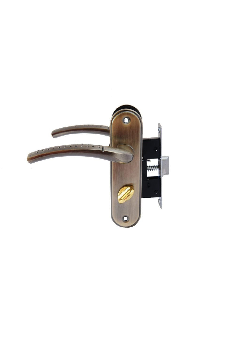 Ручка дверная на планке с замком бронза металлическая для межкомнатных дверей комплект FZB (332632557)