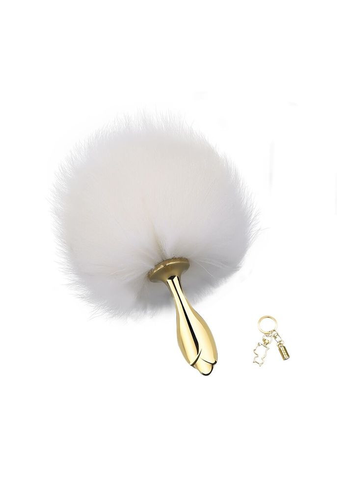 Металлическая анальная пробка Кроличий хвост SEVANDA White Bunny-Tail Anal Rose-shape Plug Lockink (369952089)